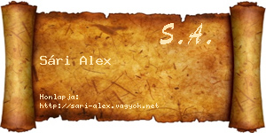 Sári Alex névjegykártya